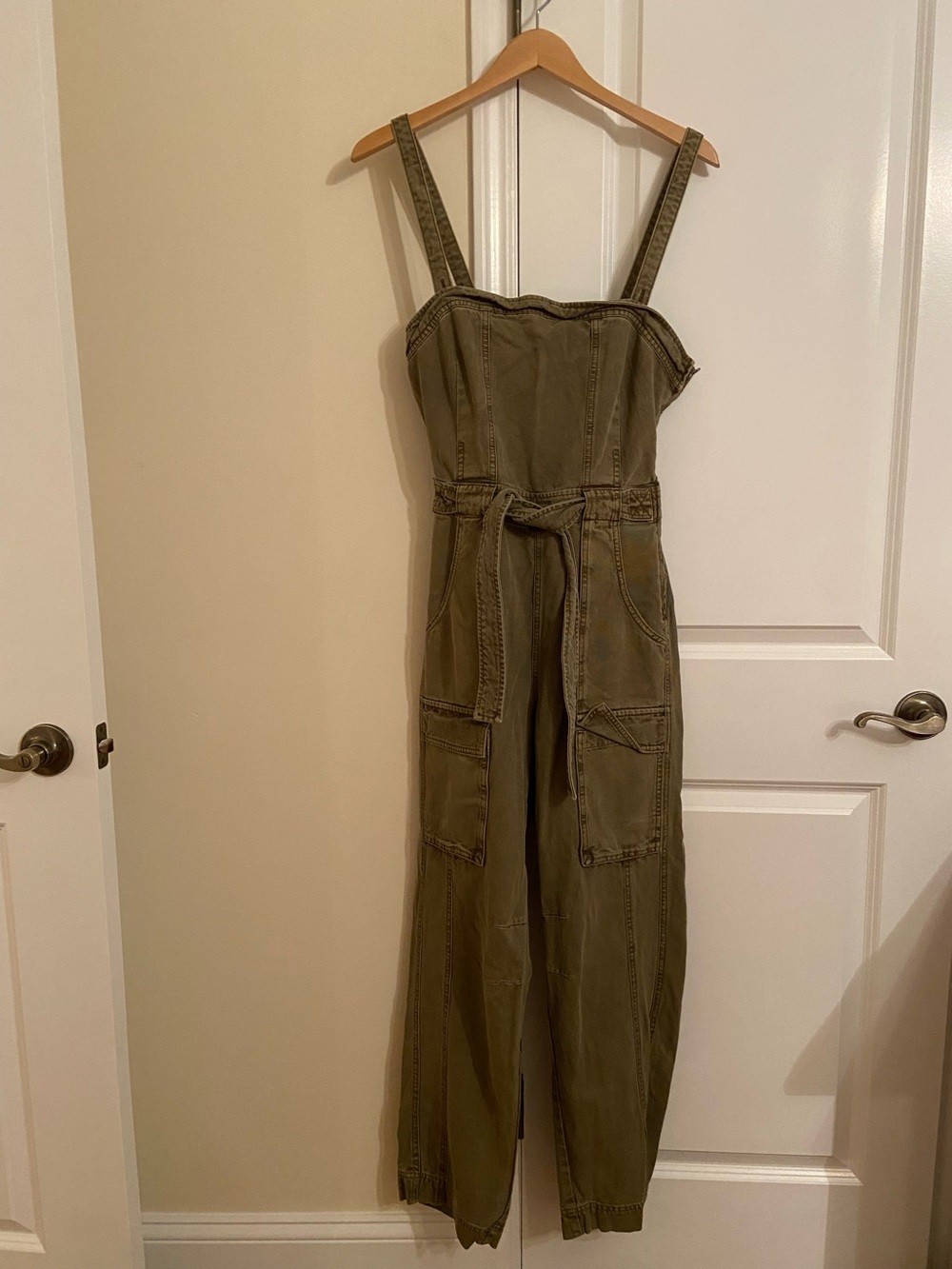 Free People size S onesie jumpsuit overalls utility grunge cargo green boho